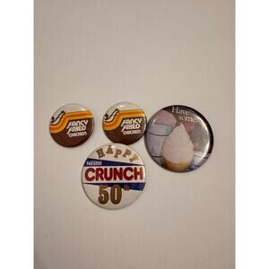 Set of 4 Vintage Food Buttons Pins